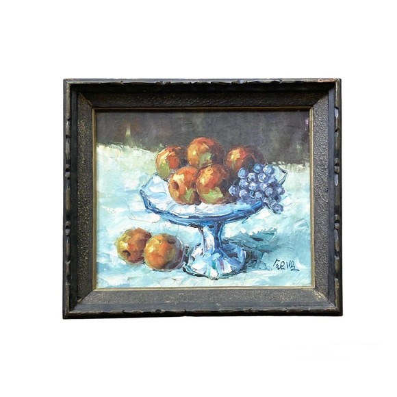 Oil Painting Other - Early 20th-Century Original Framed Oil on Canvas Fruit Presentation Still Life
